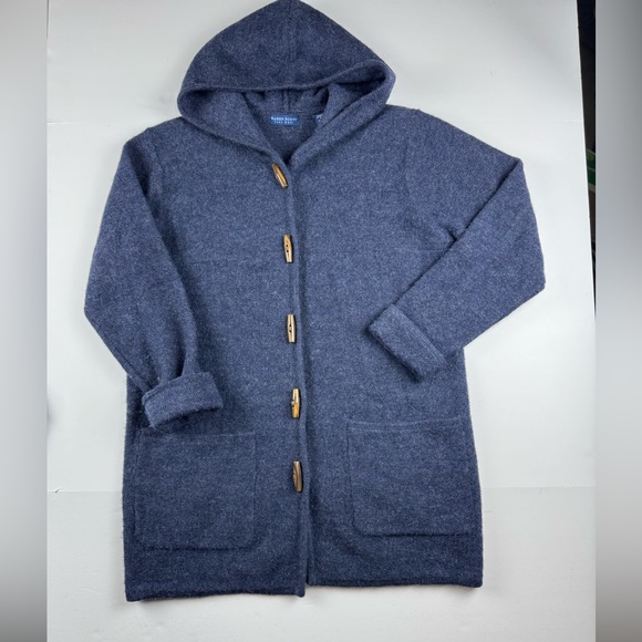 Karen Scott Jackets & Blazers - Karen Scott Blue Wool hooded coatigan with toggle buttons
